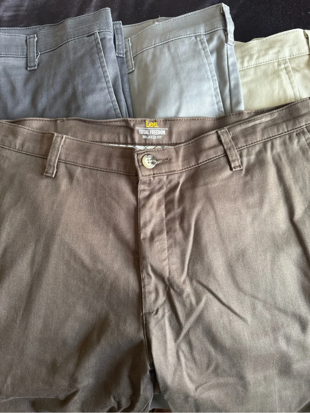 Lee Total Freedom Relaxed Fit Pants - Brown with Yellow Logo